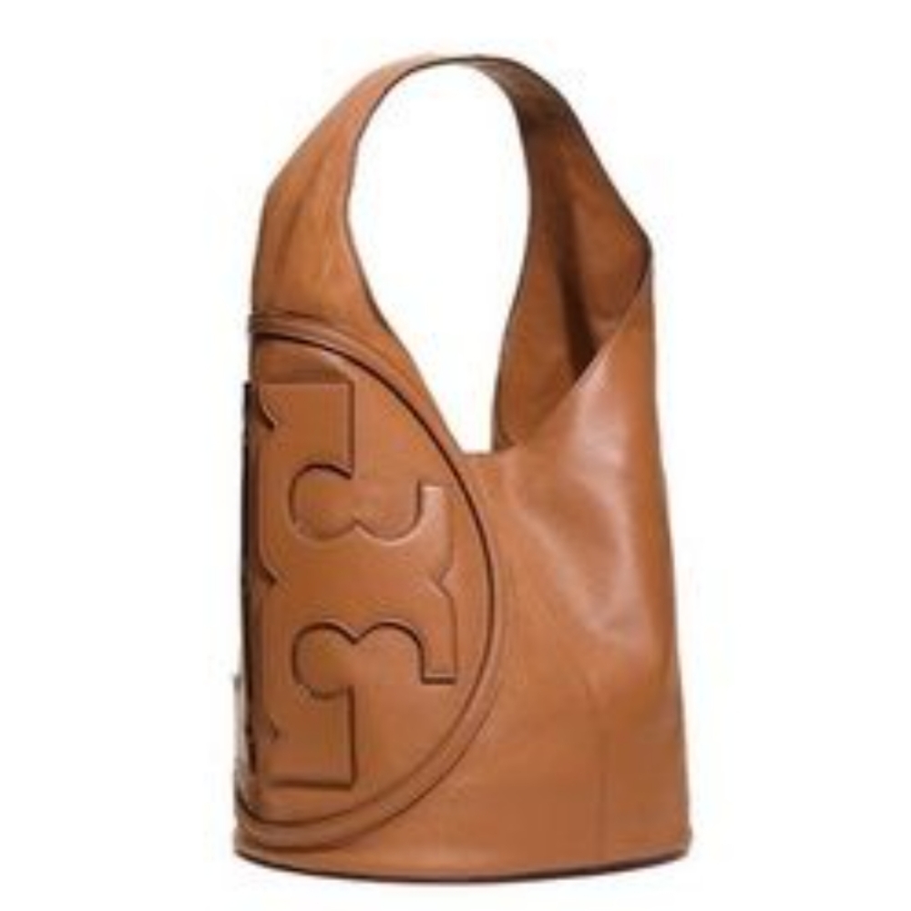 Tory Burch Tan Leather Hobo Bag with Signature Logo